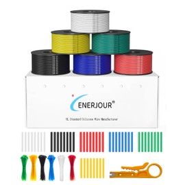 ENERJOUR 24 Gauge Wire 600FT, 24 AWG Flexible Silicone Cable, 6 Colors Each Wire Spool 100FT, Stranded Tinned Copper Cable Hook up Wiring kit for 12V 24V, DIY, Automotive, Battery, 200℃