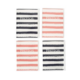 New View Gifts Striped Soft Mini Indigo and Millennial Pink Photo Album, 4 Pack
