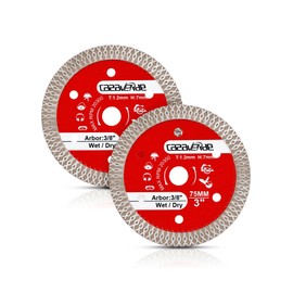 Casaverde 2 Pcs/Lot 75mm Ceramic Tile Cutting Blade,3" x Arbor 3/8" Diamond Blade for Ceramic,Hard Porcelain,Glazed Tiles,Granite，Marble