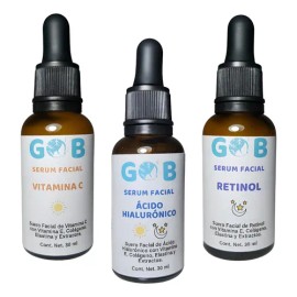 Kit Facial - 3 Sueros - Vit C, Ácido Hialurónico, Retinol Todo Tipo De Piel