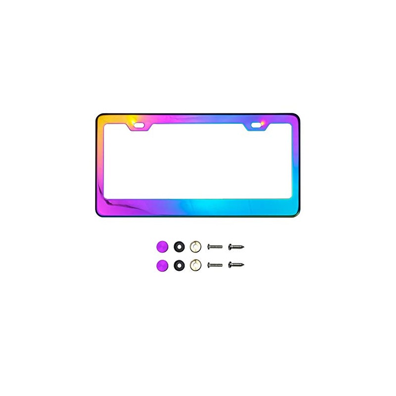 Neon Neo Chrome Mirror License Plate Frame T304 Stainless Steel