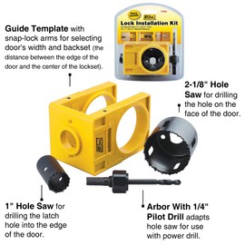 IVY Classic 27003 Carbon-Steel Lock Installation Kit with Guide Template for Wood Doors, Carded
