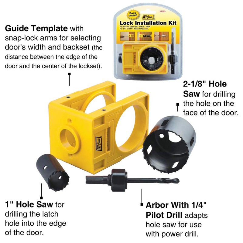 IVY Classic 27003 Carbon-Steel Lock Installation Kit with Guide Template