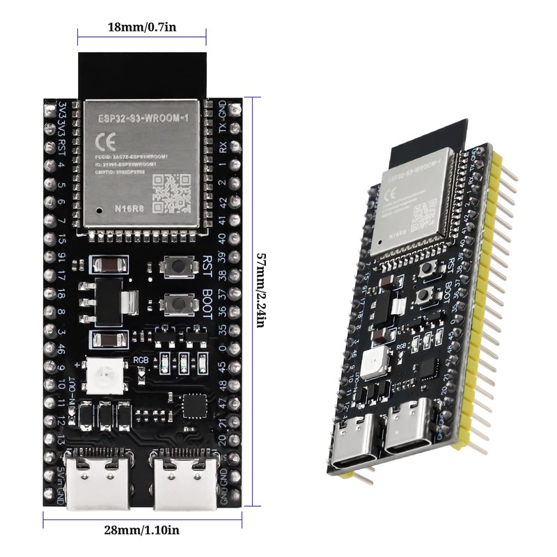 ESP32-S3 DevKitC-1 N16R8 Module, QIQIAZI ESP32 S3 WROOM-1-N16R8 Development Board