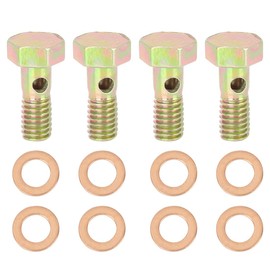ACROPIX M6x1.0mm Universal Metric Thread Banjo Bolts Brake Fitting Adapter with M6 Washers - Pack of 12 Bronze Tone
