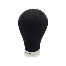 Hair Crown Canvas Mannequin Head for Wig Display with Mount Hole (22 Inch, BLACK)