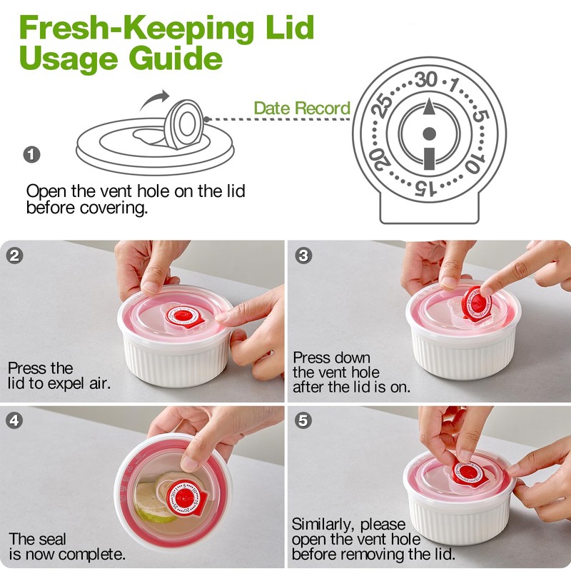 Mfacoy Ramekins with Lids Set of 6, 8 oz Porcelain