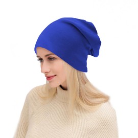UTTPLL Womens-Beanie-Slouchy-Stretch-Headwear Trendy Fashion Cotton Beanie Hats Lighweight Thin Baggy Beanies Men Warm Soft Running Skull Caps Hat Bright Blue