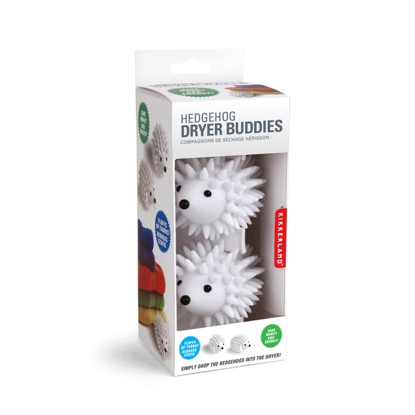 Kikkerland Hedgehog Reusable Dryer Balls, Set of 2, 1 EA, Plastic, White