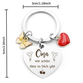 Ratifyale Mother's Day Gifts for Mum Grandma Birthday Gift for Mum Grandma Gifts Mother Gift Key Chain Family Women Mother Daughter Gift Christmas Gifts, Oma Wie Schön Dass Es Dich Gibt, Unit size