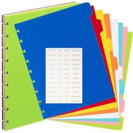 Outus 24 Pcs 7 x 9.25 Discbound Dividers 8 Tab Discbound Notebook Divider 9 Disc Bound Classic Size Blank Binder Divider with Stickers Index Dividers Compatible with Happy Planner Inserts for Office