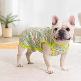 Dog Shirts, French Bulldog T-Shirt, Cotton Striped Tank Top, Color Blocked Tee for Small Dogs, Stretchy & Breathable Puppy Vest, Four Seasons Pet Clothes