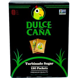 Dulce Cana Organic, Non-GMO Turbinado Sugar Packets, 130 Count