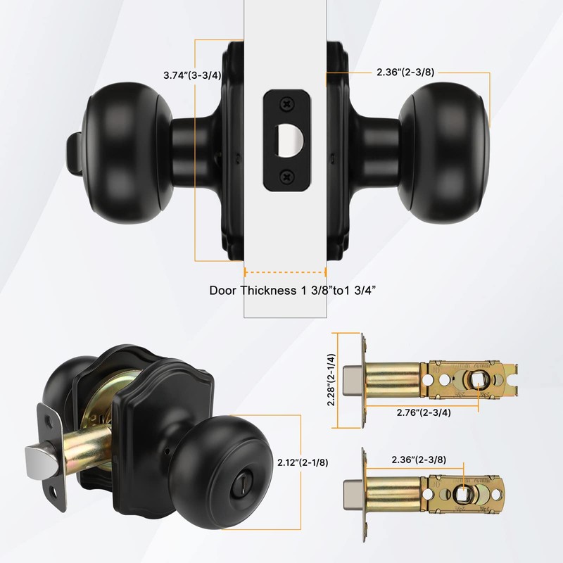 Haidms Black Door Knobs Interior, Privacy Interior Door knobs, Matte