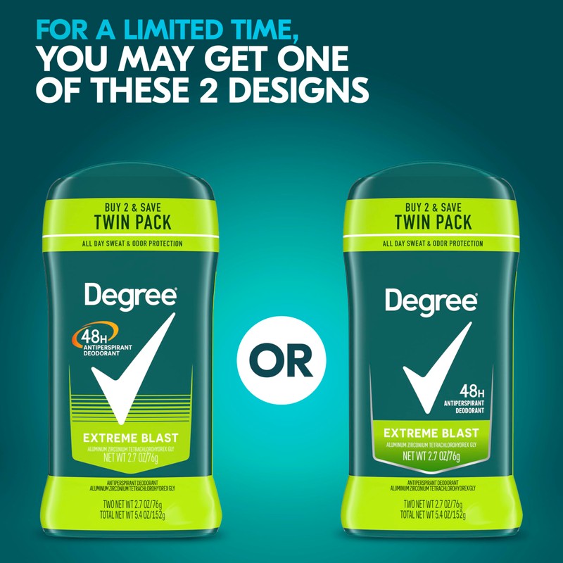 Degree Men Original Protection Antiperspirant Deodorant Extreme Blast Twin Pack