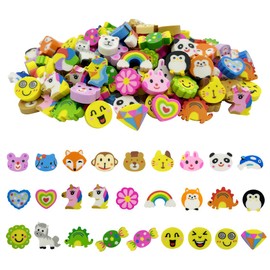Eraser Set of 150 for Children, Mini Eraser with Pattern Fun Eraser with Inlay for School Home, Office Erasers School Supplies Stationery Eraser for Gifts for Students