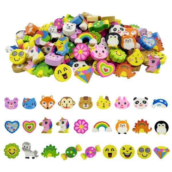 Eraser Set of 150 for Children, Mini Eraser with Pattern