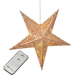 Wooden Star with Remote Control 40 cm LED Illuminated Star Christmas Window Decoration