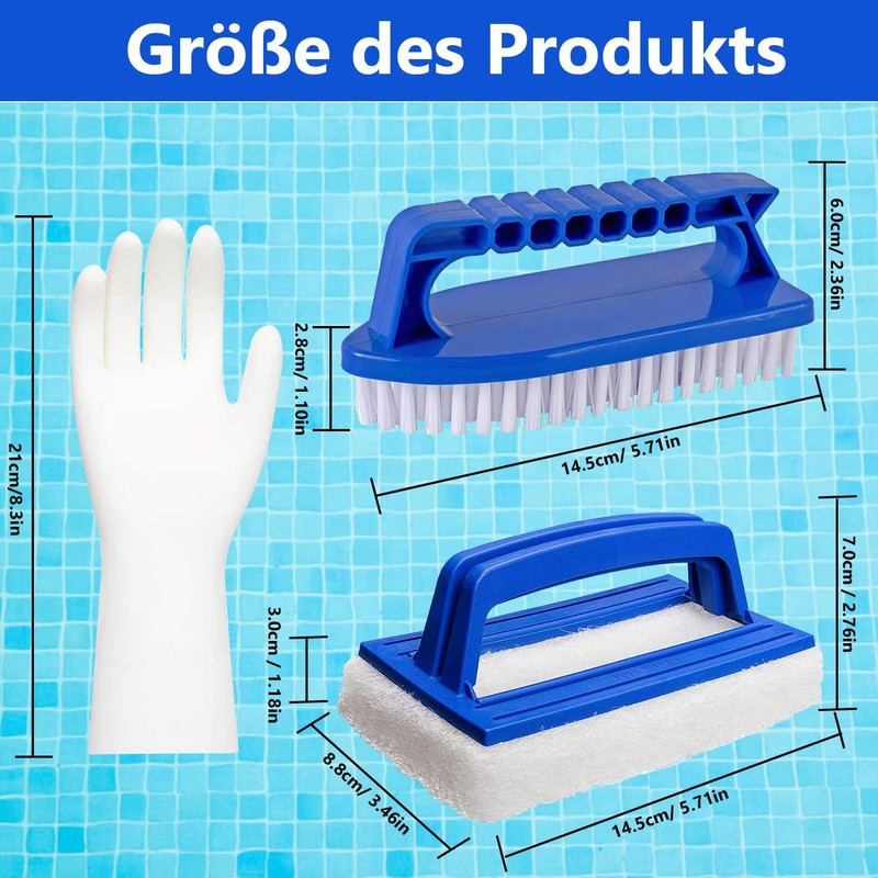 Abnaok 2 Piece Pool Brush Set, Sponge with Handle, Pool