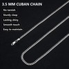 Silver Necklace for women men 3.5mm Cuban Chain 925 Sterling