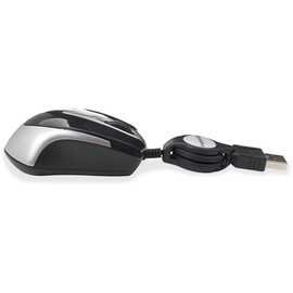 Verbatim USB Corded Mini Travel Optical Wired Mouse for Mac and PC - Metro Series Black