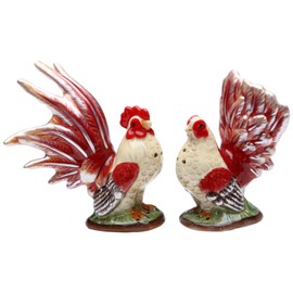 ATD 31968 Multicolored Rooster Themed Floral Base Salt and Pepper Shaker Set