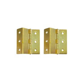 QCAA Heavy Duty 3 Fold Retro Chest Hinge, Half Surface for Chest, Cabinet, Furniture, 3" x 1.8mm, Brass Plated, Made in Taiwan, 2 Pack