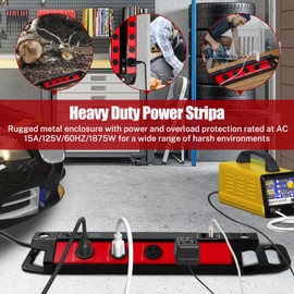 ZPSHYD 4ft 14/3 SJT Metal Power Strip with 8 Grounded Outlets, 2 USB Ports(5V,2.4A), Surge Protection - 15A, 1875W, 125V, 500J