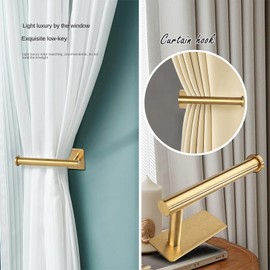 Curtain Hooks Hook Holder Holdbacks Holders Tiebacks Ties Tie Back Backs Hangers for Drapes Curtains Wall, 2 Pcs Gold