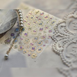 Gold Cat's Eye Nail Stickers 5D Embossed Nail Decals Gradient Love Gem Design Self-Adhesive Nails Supply Nail Art Supplies Manicure Sliders Stickers for Nails Art Decoration 1 Sheet