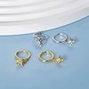 Tiny Cubic Zirconia Starburst Dangle Hoop Earrings Sterling Silver Gold