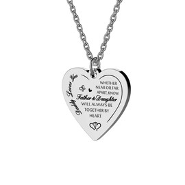 Haoflower To My Daughter Whether Near Or Far Apart We Will Always Be Together By Heart Luxury Pendant Necklace Gift From Daddy Mommy (Daddy Loves You)