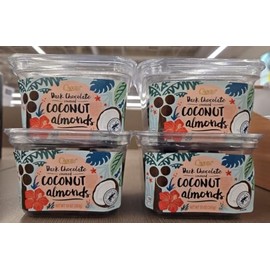 Choceur Dark Chocolate Covered Coconut Almonds 10oz 283g (Four Tubs)