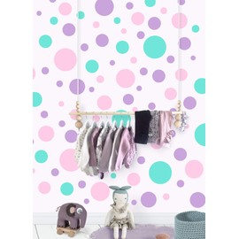 Pastel Polka Dot Wall Decals -Girls Room Decor Stickers Living Room Bedroom, Bathroom, Playroom, Baby Nursery Toddler to Teen DIY Decoration (Pastel)