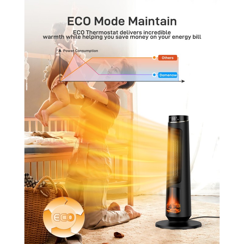 Domenow Space Heaters for Indoor Use, 31" Ceramic Tower Space