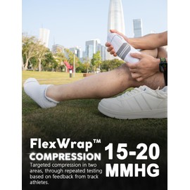 Juclise Coolmax Bamboo Viscose Compression Running Crew Socks, Moisture Wicking Cushion Anti-Blister Hiking Sport Socks (US, Alpha, Large, Regular, Regular, Glacier White