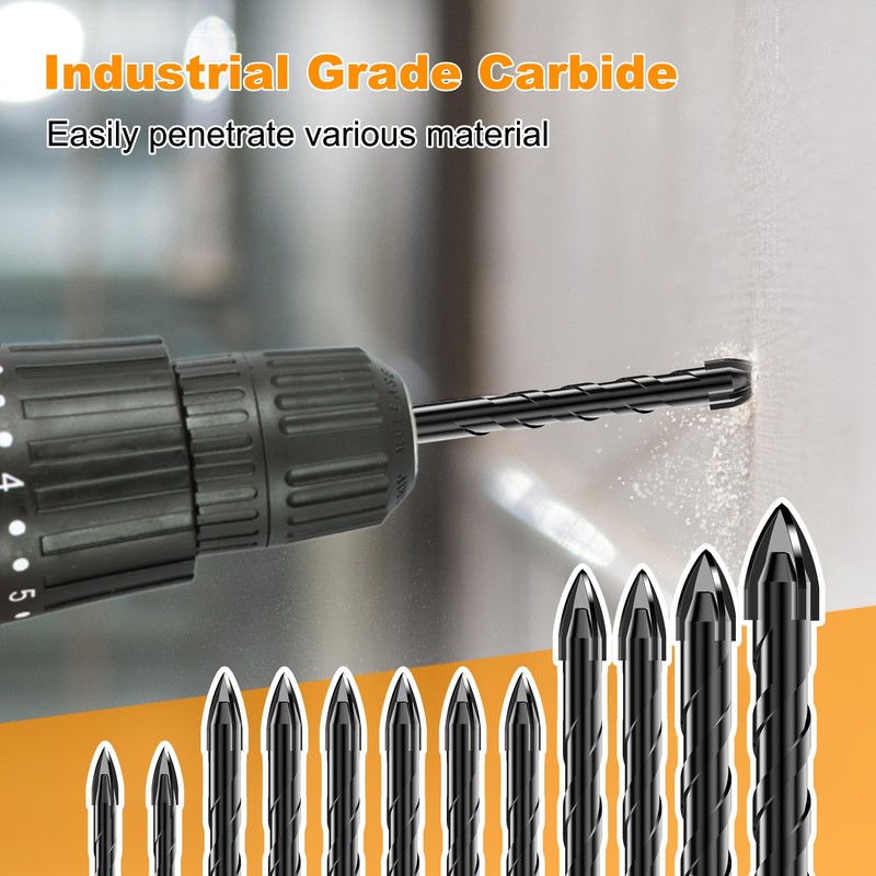TITGGI 12PCS Masonry Drill Bit Set - Professional Concrete Drill
