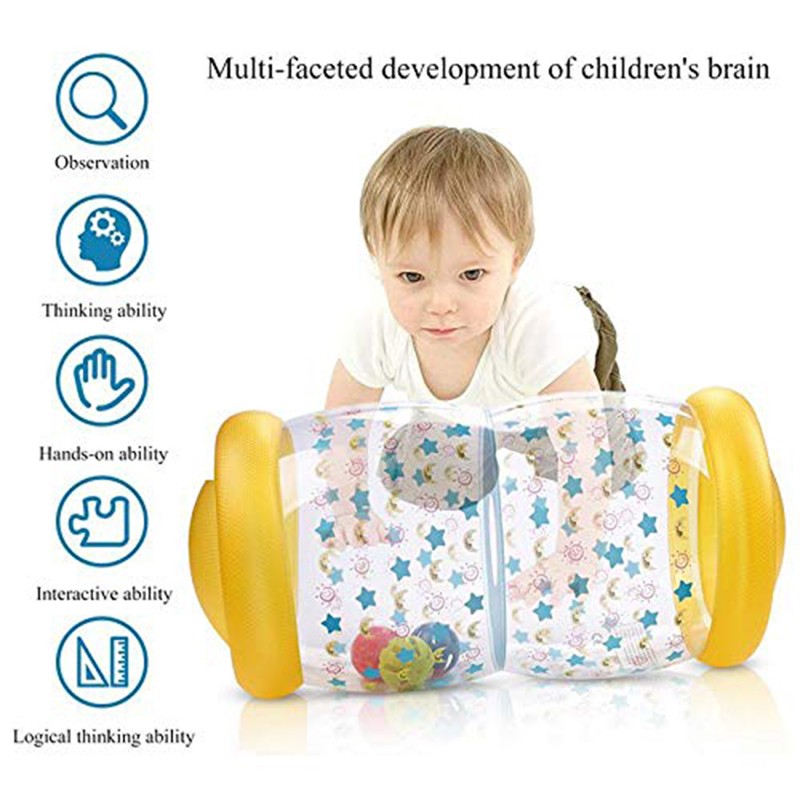 Inflatable Baby Roller Toy with Colorful Ball Baby Crawling Auxiliary