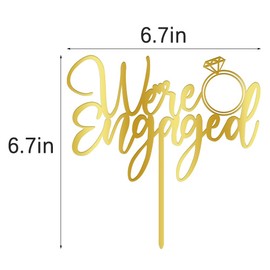 AROKIPPRY - Decoración para tartas de compromiso, letrero de anillo comprometido, decoración para tartas de compromiso, despedida de soltera, decoración de fiesta temática de compromiso, flash dorado (acrílico)