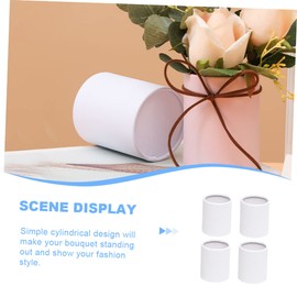 VILLFUL 4pcs Boxes Hug Bucket Floral Wrapping Paper Present Cardboard Cylinder Wrapping Boxes Round Vases for Centerpieces Floral Bouquet Party White Mini Small Bucket Bride