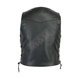 A&H Apparel Mens Motorcycle Genuine Cowhide Leather Biker Concealed Carry Durable Vest (Large)