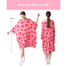 THREE POODLE Plus Size Nightgowns for Women Sleep Shirts Oversized Sleepwear with Pockets S - 5XL