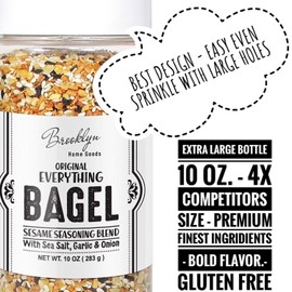 XL Jar Everything But The Bagel Sesame Seasoning Blend 10 oz Original With Sea Salt, Garlic & Onion, Keto Paleo All Purpose Multi seasoning Shaker Bottle 10 oz (Pack of 3)