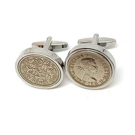 Premium 1961 Original Lucky Sixpence 6d birthday/Anniversary Cufflinks ideal for a 64th birthday HT SLV