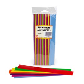 Hygloss Stick-A-Licks-Chain Arts & Crafts-Classroom Activities-Fun for Kids-Super Strips-Size 1” x 8” -500 Pcs, Assorted Colors