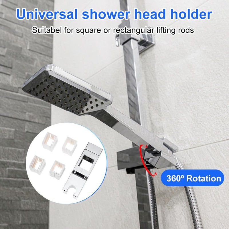 Adjustable Shower Bracket, Shower Head Holders, No Drilling Slip-On Design