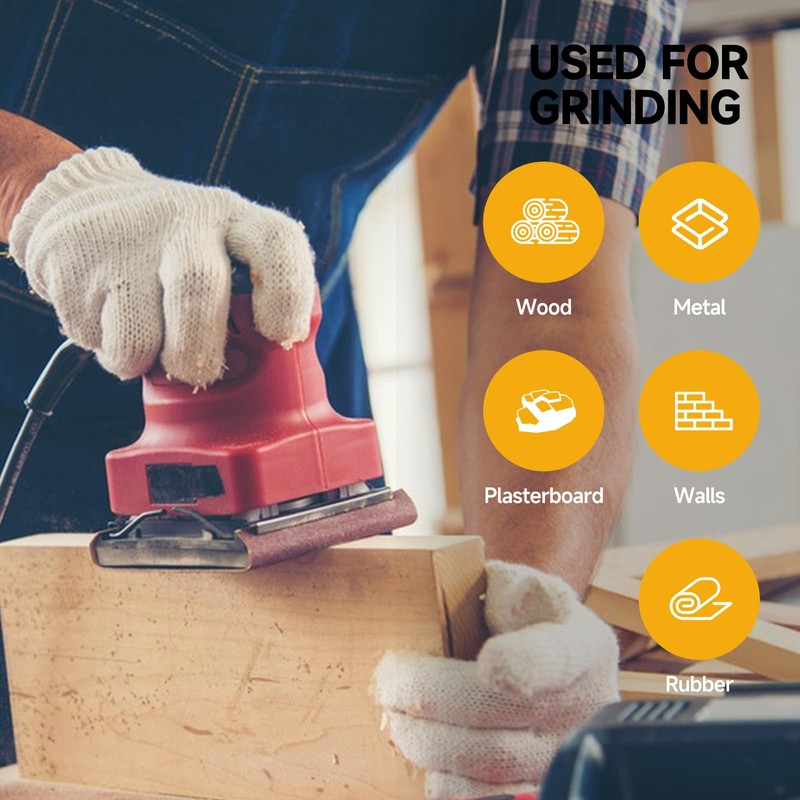 Sruhrak 110x115mm Sandpaper, 50 Pieces Sanding Sheets Hook and Loop