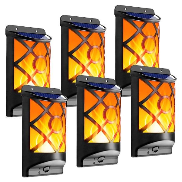 LazyBuddy Solar Wall Lights Outdoor Waterproof, Solar Flickering Flame Light,