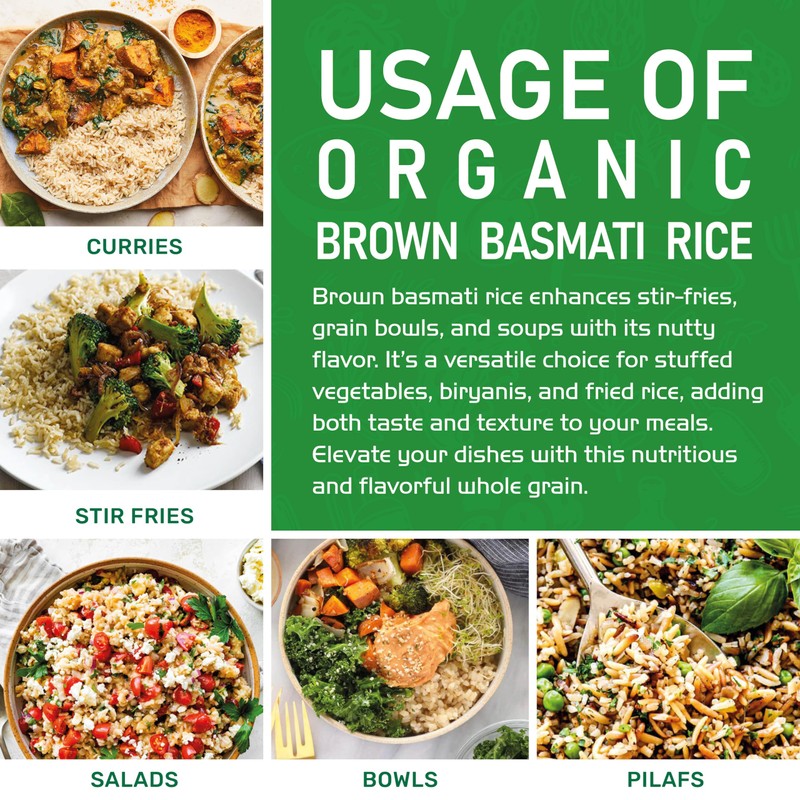 Jiva Organic Brown Basmati Rice 10 Pound Bag - Premium