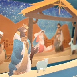 Message In A Bottle Manger Scene Pop Up Christmas Greeting Card By Alljoy Cards XMIB058